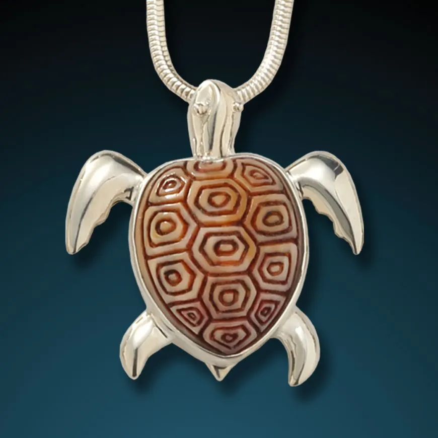 "SEA TURTLE"  FOSSILIZED WALRUS IVORY TURTLE PENDANT