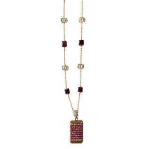 Rectangular Pendant Necklace 5020 with Garnet and Lavender Moonstone by Michelle Pressler Jewelry