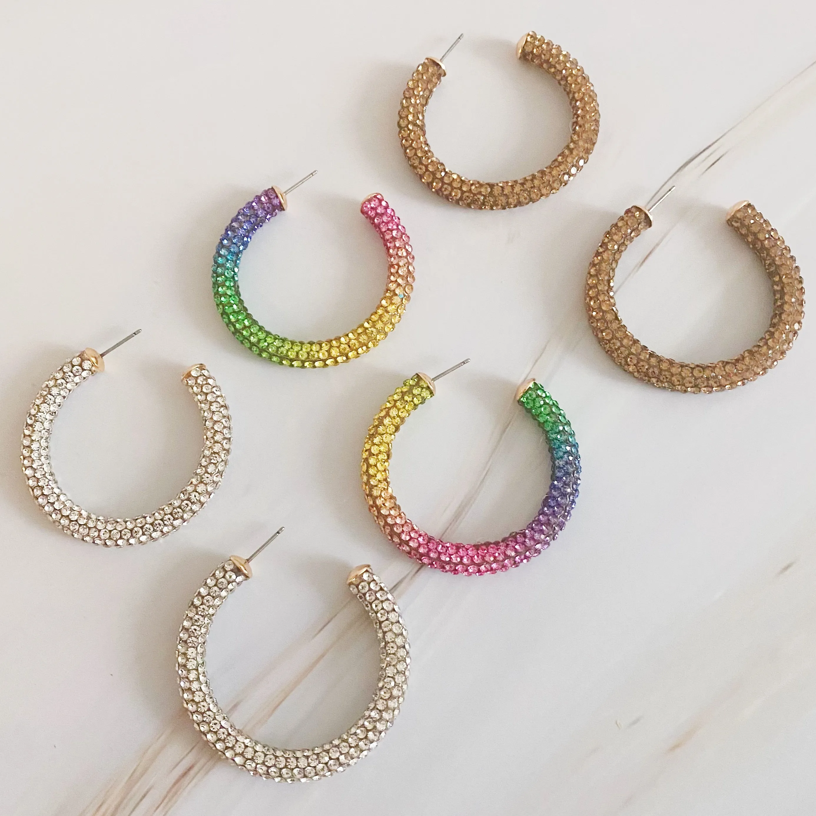 Retro Bling Hoop Earrings