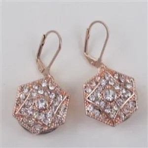 Rhinestone & Rose Gold Drop Earrings