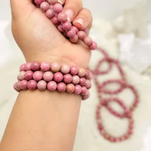 Rhodonite Round 8mm Bead Wrist Mala / Bracelets