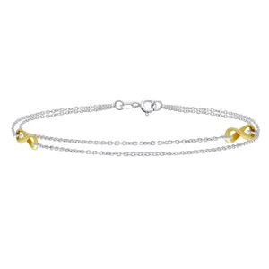 Romantic Double Chain Infinity Love Knot Anklet Ankle Bracelet Sterling Silver