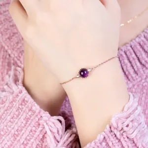 Rose Gold Bracelet Women Imitation Natural Amethyst Streamer