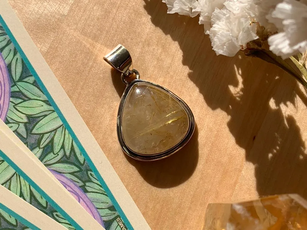 Rutilated Quartz Brea Pendant - Chunky Drop