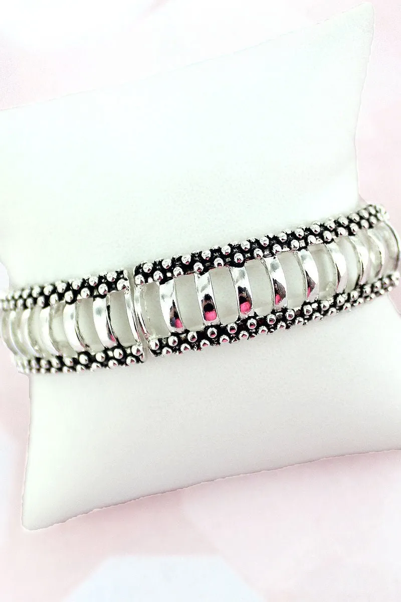 SALE! Bridgeport Silvertone Stretch Bracelet