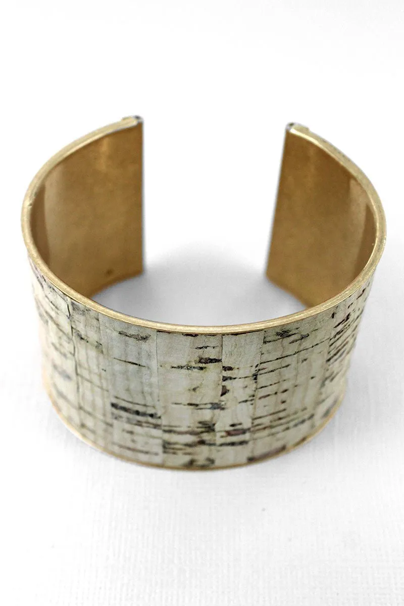 SALE! Ivory Cork and Goldtone Cuff Bracelet