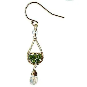 Scallop Earrings 4617 A with Green Jade and Aquamarine by Michelle Pressler Jewelry