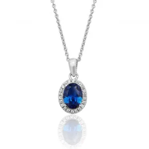 Silver & Co Luxury Claw Pendant with Blue Cubic Zirconia Halo - SPG0025SA