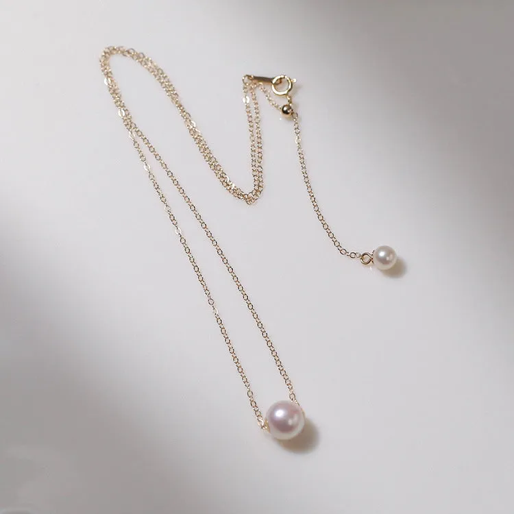 Single Round Pearl Pendant Necklace