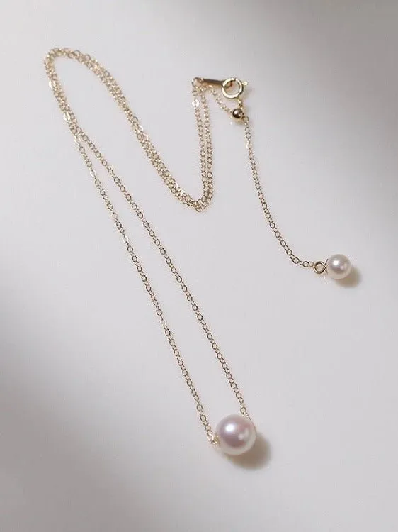 Single Round Pearl Pendant Necklace