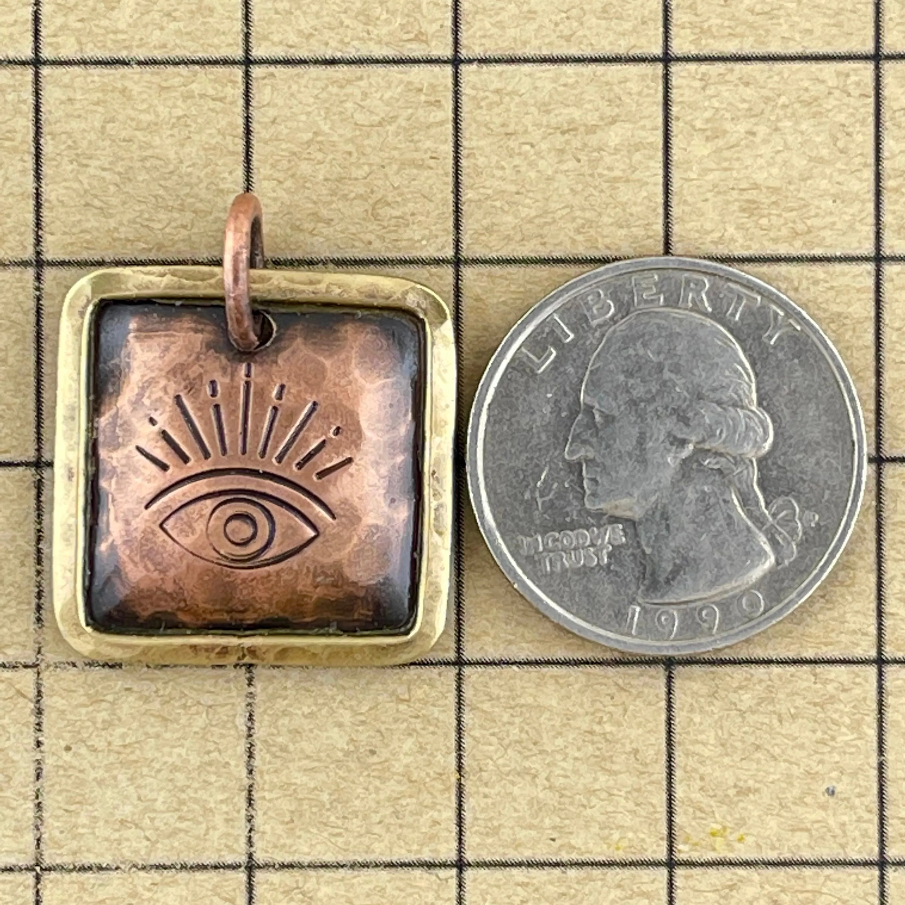 Small Antiqued Copper Eye Pendant for Jewelry Designers