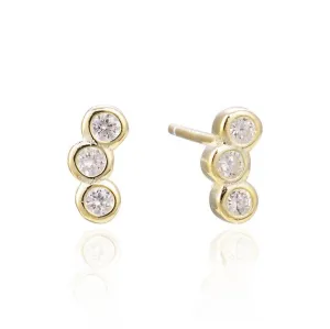 Small Triple Circles Gold Stud Earrings