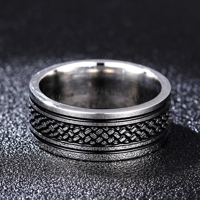 Spectacular 8MM Titanium Pattern Engraved Rings