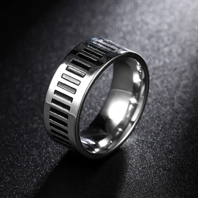 Spectacular 8MM Titanium Pattern Engraved Rings