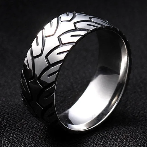 Spectacular 8MM Titanium Pattern Engraved Rings