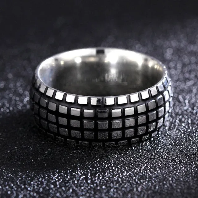 Spectacular 8MM Titanium Pattern Engraved Rings