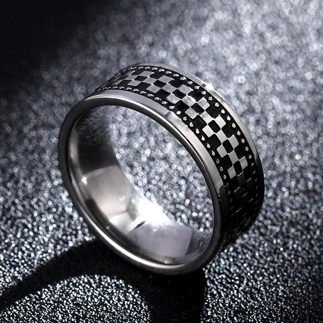 Spectacular 8MM Titanium Pattern Engraved Rings