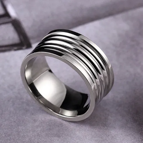 Spectacular 8MM Titanium Pattern Engraved Rings