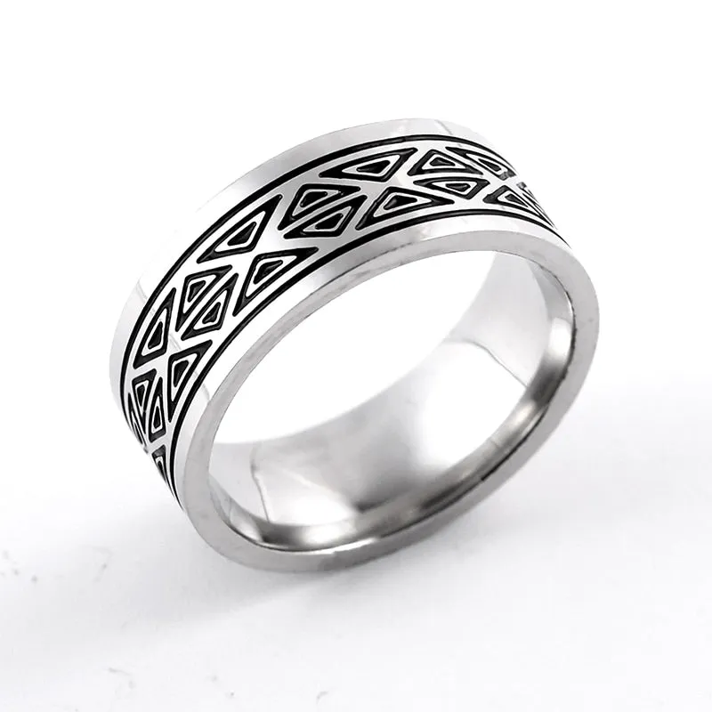 Spectacular 8MM Titanium Pattern Engraved Rings