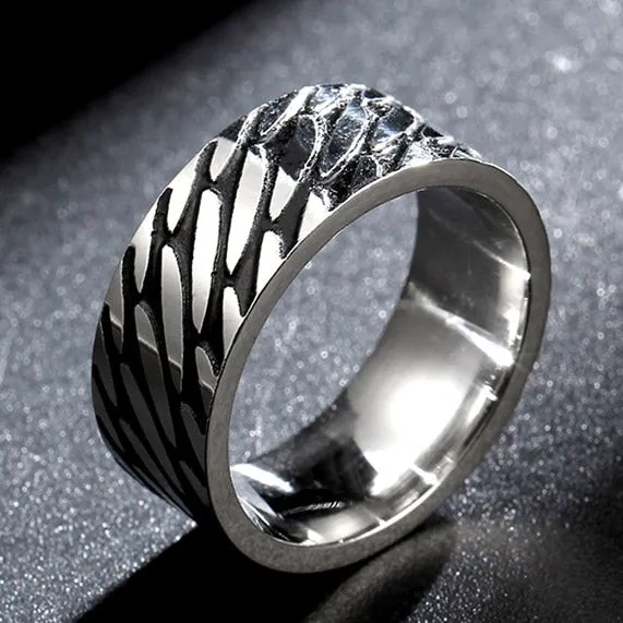 Spectacular 8MM Titanium Pattern Engraved Rings