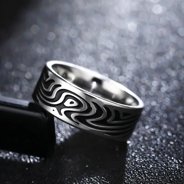 Spectacular 8MM Titanium Pattern Engraved Rings