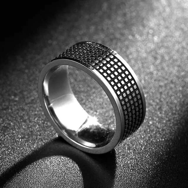 Spectacular 8MM Titanium Pattern Engraved Rings