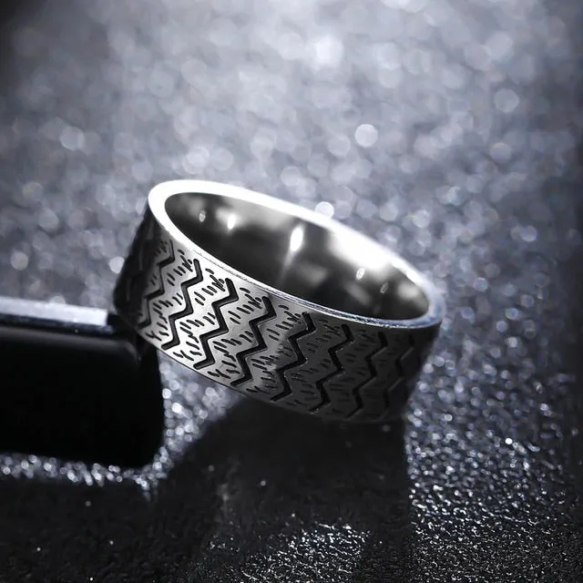 Spectacular 8MM Titanium Pattern Engraved Rings