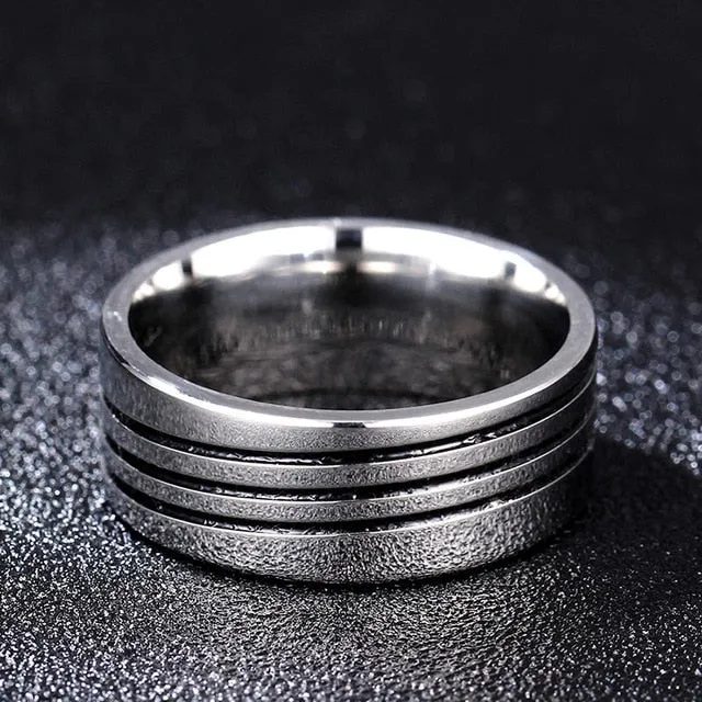 Spectacular 8MM Titanium Pattern Engraved Rings