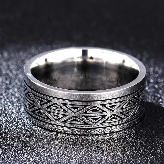 Spectacular 8MM Titanium Pattern Engraved Rings