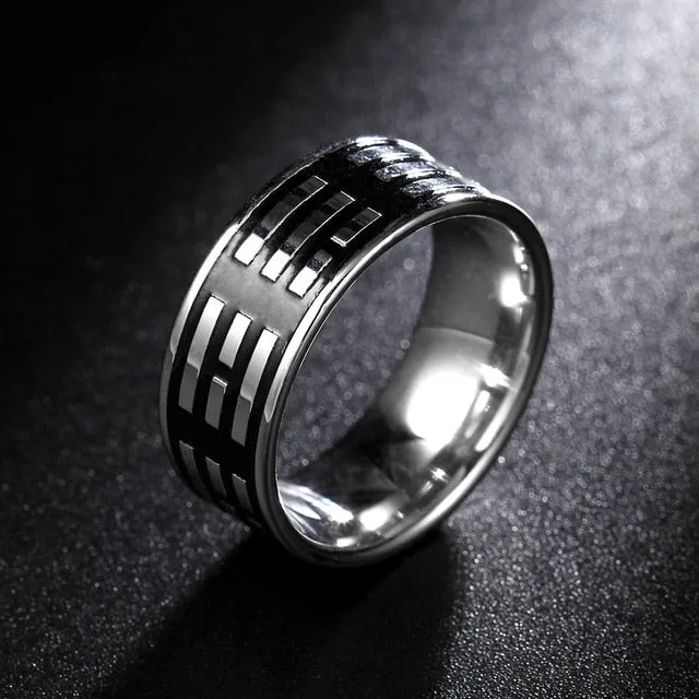 Spectacular 8MM Titanium Pattern Engraved Rings