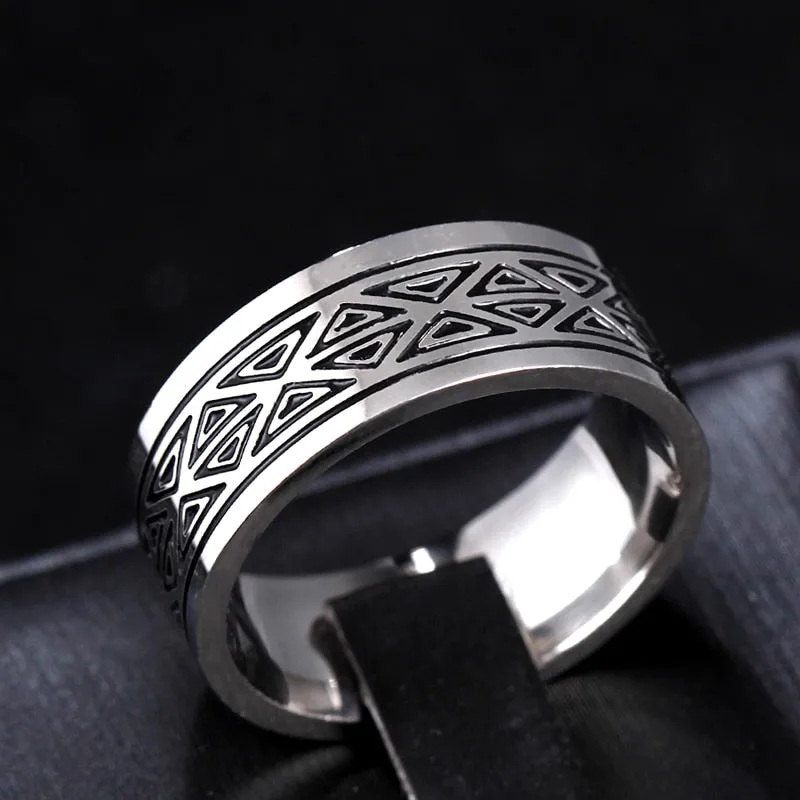 Spectacular 8MM Titanium Pattern Engraved Rings