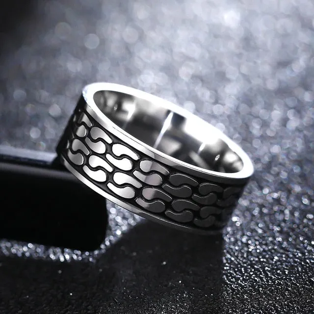 Spectacular 8MM Titanium Pattern Engraved Rings