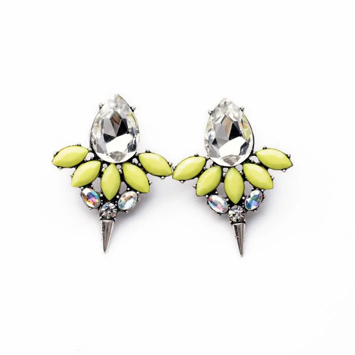 Statement Trendy Jewelry Elegant Yellow Resin Rivet Stud Earrings