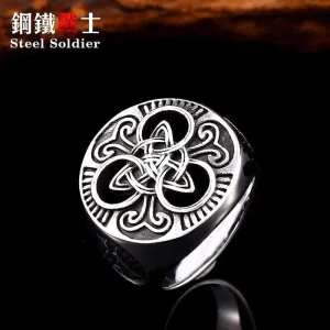 Steel soldier new year viking Cletic design stainless steel ring amulet take bring lucky men jewelry hip hop