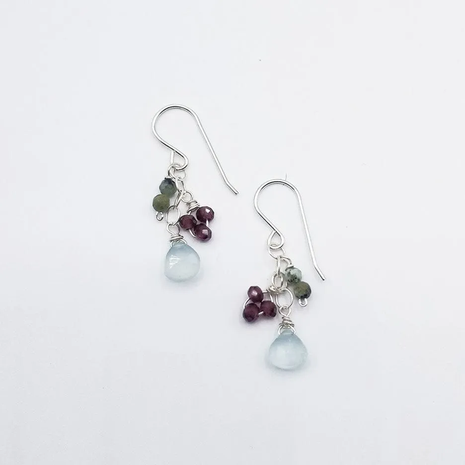 Sterling Silver Mix Stone Drop Earrings