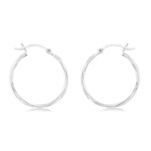 Sterling Silver Ribbed 20mm Hoop Earrings