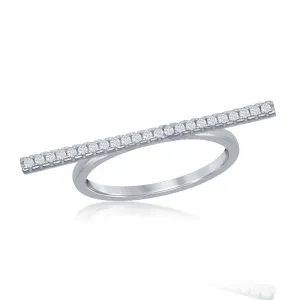 Sterling Silver Thin Horizontal CZ Bar Ring