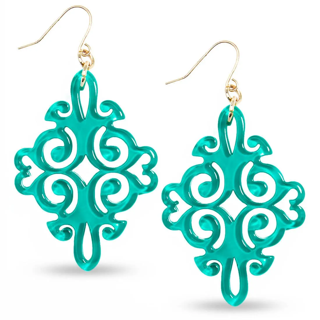 Teal Swirls & Twirls Resin Earring