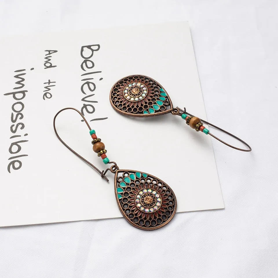 Trendy Girls Vintage India Water Drip Style Earrings