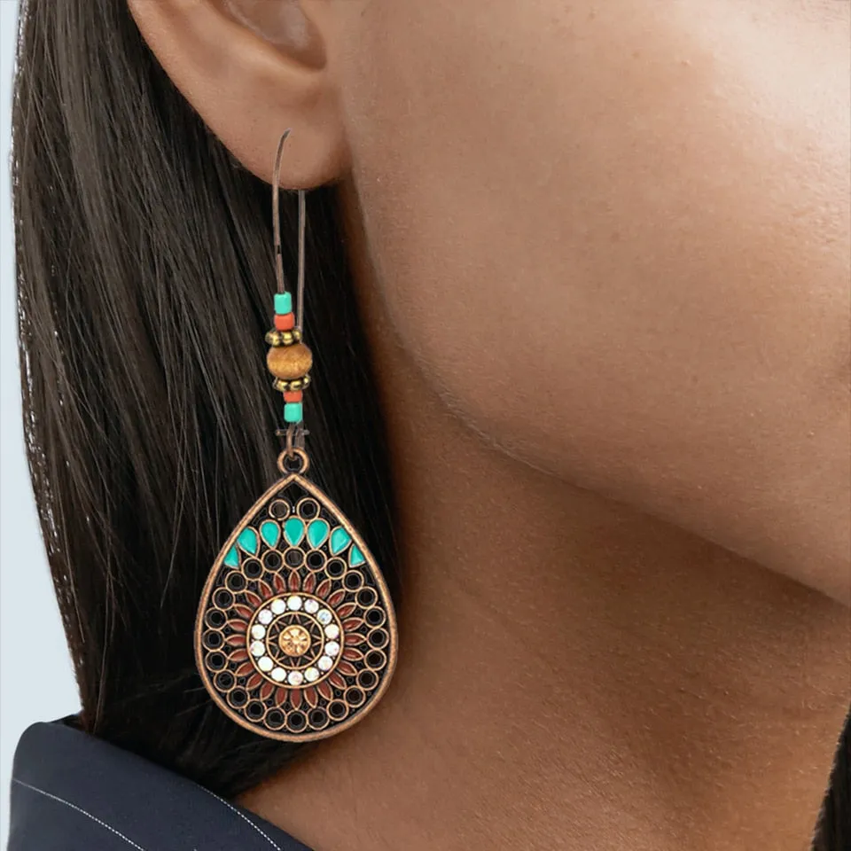 Trendy Girls Vintage India Water Drip Style Earrings