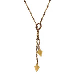 T.R.U. Double Arrowhead Wrapped Lariat Necklace 42"