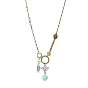 T.R.U. Talisman Of Loyalty With Leaf, Thunderbird And Gemstone Beads Pendant Necklace 30"