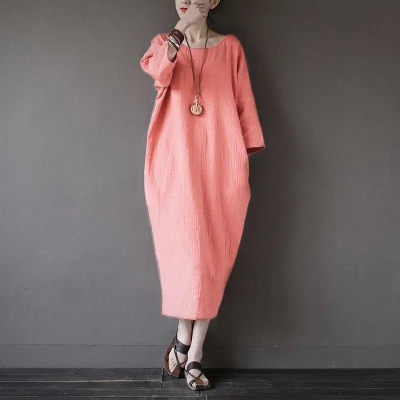 Tulip Cotton Linen Midi Dress | Zen