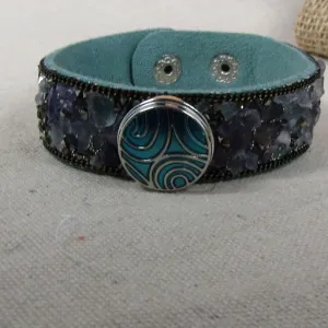 Turquoise & Crystal Fashion Leather Bracelet