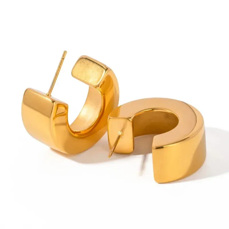 VAIGE Stylish Gold-Plated 925 Silver Geometric Hoop Earrings