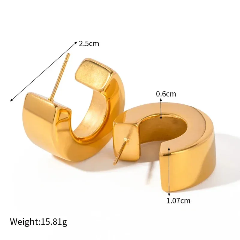 VAIGE Stylish Gold-Plated 925 Silver Geometric Hoop Earrings