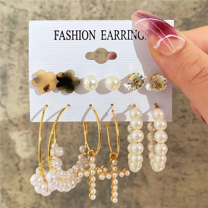 Vintage Boho Gold Hoop Earrings Set