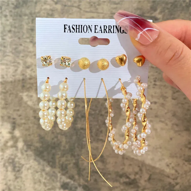 Vintage Boho Gold Hoop Earrings Set