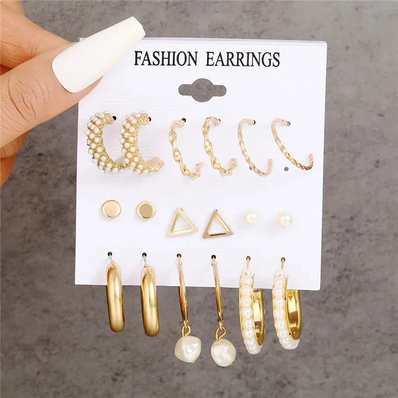 Vintage Boho Gold Hoop Earrings Set