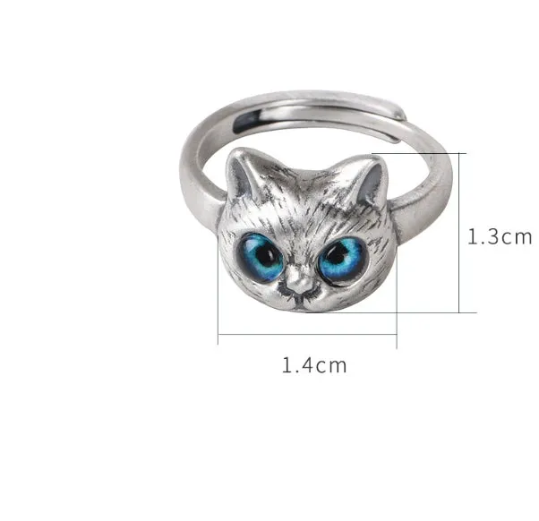 Vintage Personalized Adjustable Cat Ring for Women 0014